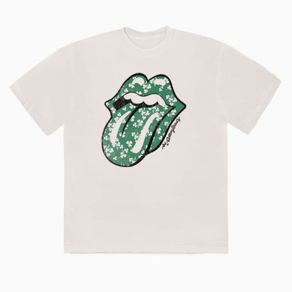 the Rolling Stones Other - Rolling Stones Vintage Shamrock T-Shirt-Unisex-Size Medium-White & Green